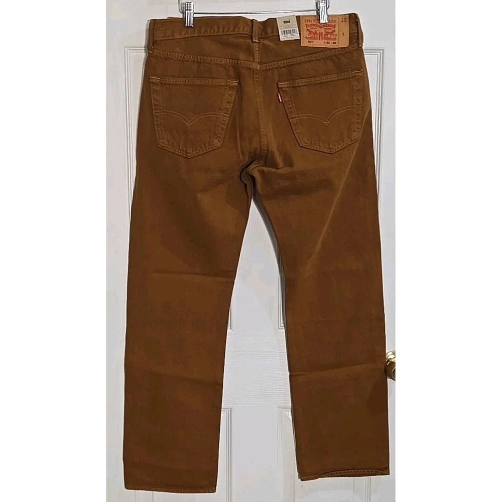 Levi's 501 Mens Jeans 33x30 Straight Leg Brown Sits at Waist Relaxed Thru Thigh